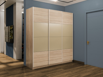 Шкаф-купе Эста 3-х дверный ДСП/Стекла фисташка/Доводчик 270х66х240