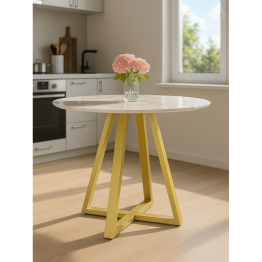 Стол стеклянный Норфолк 100х78(золотые ноги)