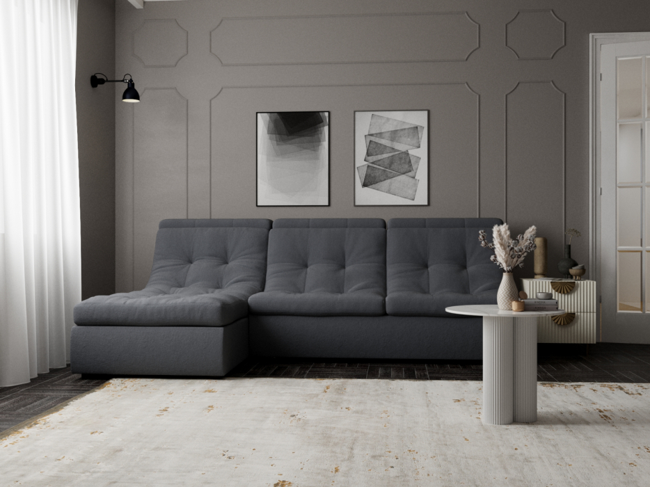 Диваны угловые в гостиную, Угловой диван Монако-2 ППУ, велюр