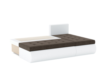 Диван-кровать угловой Кормак без подлокотников, рогожка +кож.зам белый