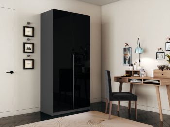 Шкаф распашной Е1 Локер 101x52.5x220 см, с черным стеклом