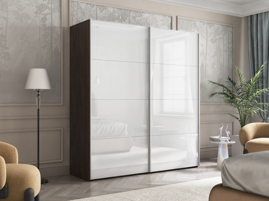 Шкафы-купе 2-х дверные, Шкаф-купе Эста Стекло белое+Стекло белое 200х66х240