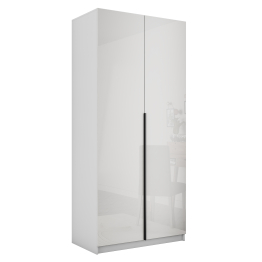 Шкаф распашной Е1 Локер 101x52.5x220 см, с белым стеклом и полками