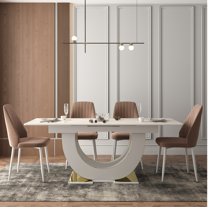 Обеденные столы, Стол Монако, столешница керамогранит (1600/2000х900х820) золото