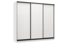 Шкафы-купе 3-х дверные, Шкаф-купе Премьер 36 (01РБ;01РБ;01РБ) фасады ромб белый/трёхдверный/Профиль чёрный муар