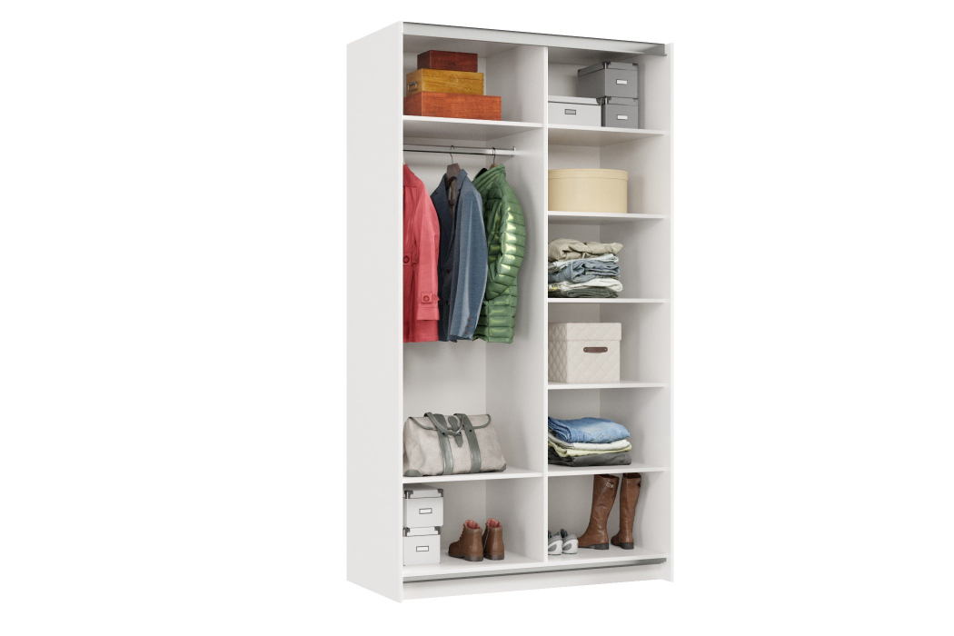 Шкафы-купе 2-х дверные, Шкаф-купе Smart 1222 2х дверный (фасады ЛДСП/зеркало) профиль серебро