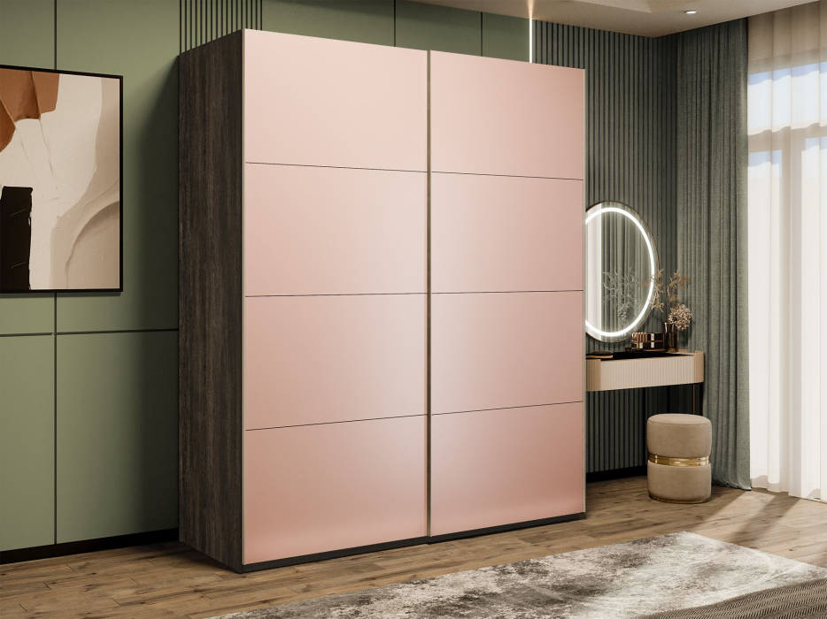 Шкафы-купе 2-х дверные, Шкаф-купе Эста 2-х дверный Стекла пудра/Доводчик 180х66х240