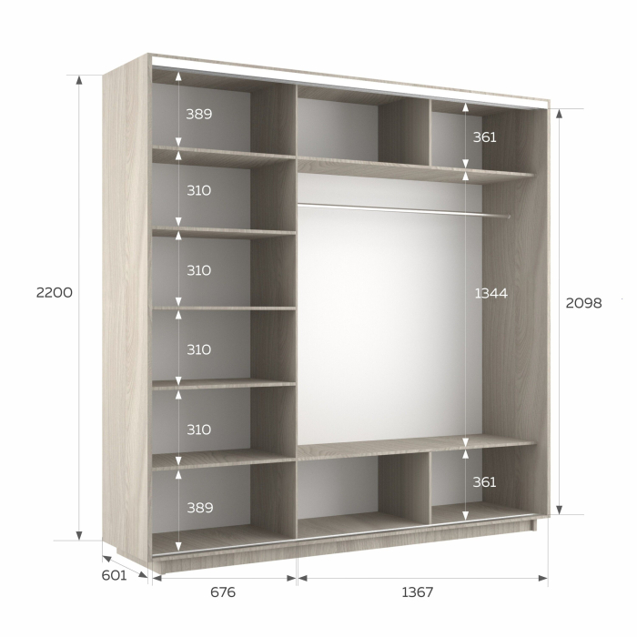 Шкафы-купе 3-х дверные, Шкаф-купе Экспресс 3-х дверный Фотопечать Квадрат Стекла 210х60х220