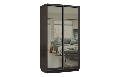 Шкаф-купе Премьер 11 (11ЗГ;11ЗГ) фасады зеркало графит/двухдверный/Профиль чёрный муар