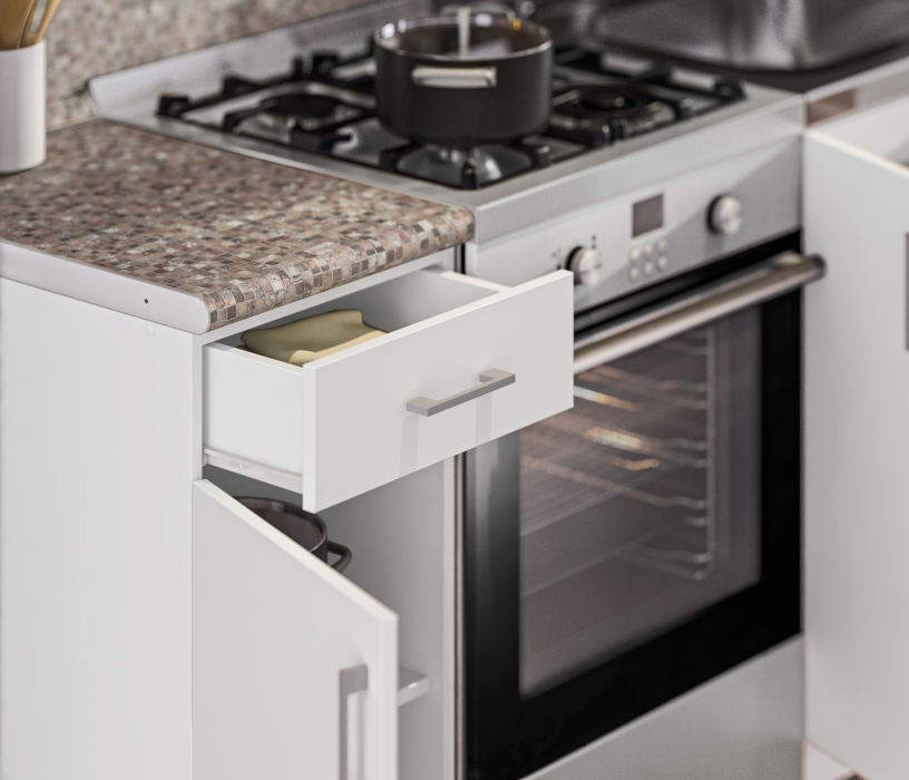 Кухонные гарнитуры, Кухонный гарнитур Деми.Н Белый/Перлино