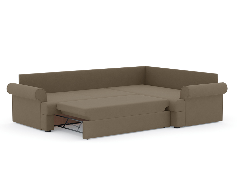 Диваны угловые в гостиную, Диван-кровать угловой Мирта дельфин, велюр