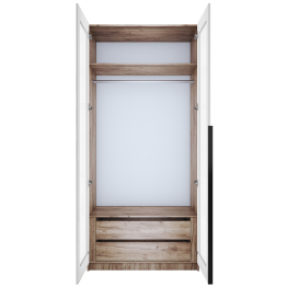 Шкаф распашной Е1 Локер 101x52.5x220 см, с белым стеклом и модулем