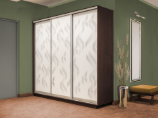 Шкафы-купе 3-х дверные, Шкаф-купе Экспресс 3-х дверный Фотопечать Ленты Стекла 180х60х220