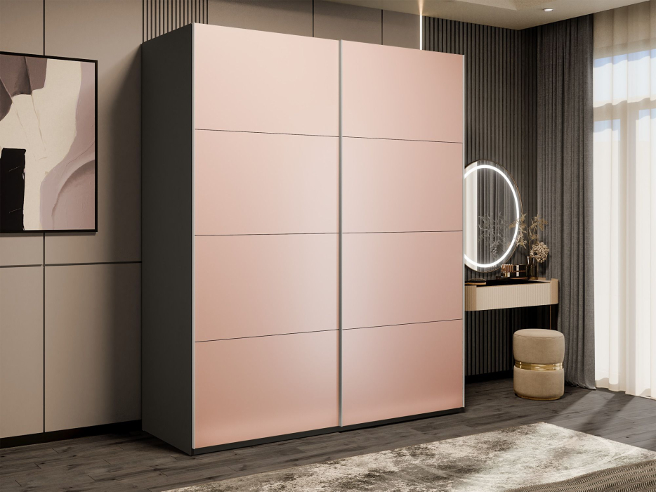 Шкафы-купе 2-х дверные, Шкаф-купе Эста 2-х дверный Стекла пудра/Доводчик 180х66х240