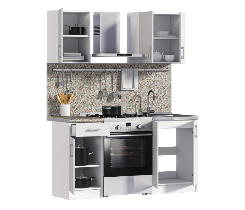 Кухонные гарнитуры, Кухонный гарнитур Деми.Н Белый/Перлино