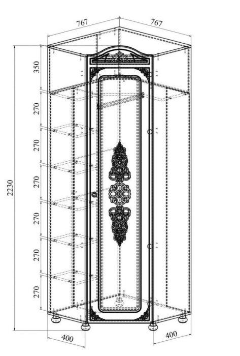 Угловые шкафы, Шкаф угловой Ассоль плюс АС-521К (левый с короной)