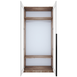 Шкаф распашной Е1 Локер 101x52.5x220 см, с белым стеклом