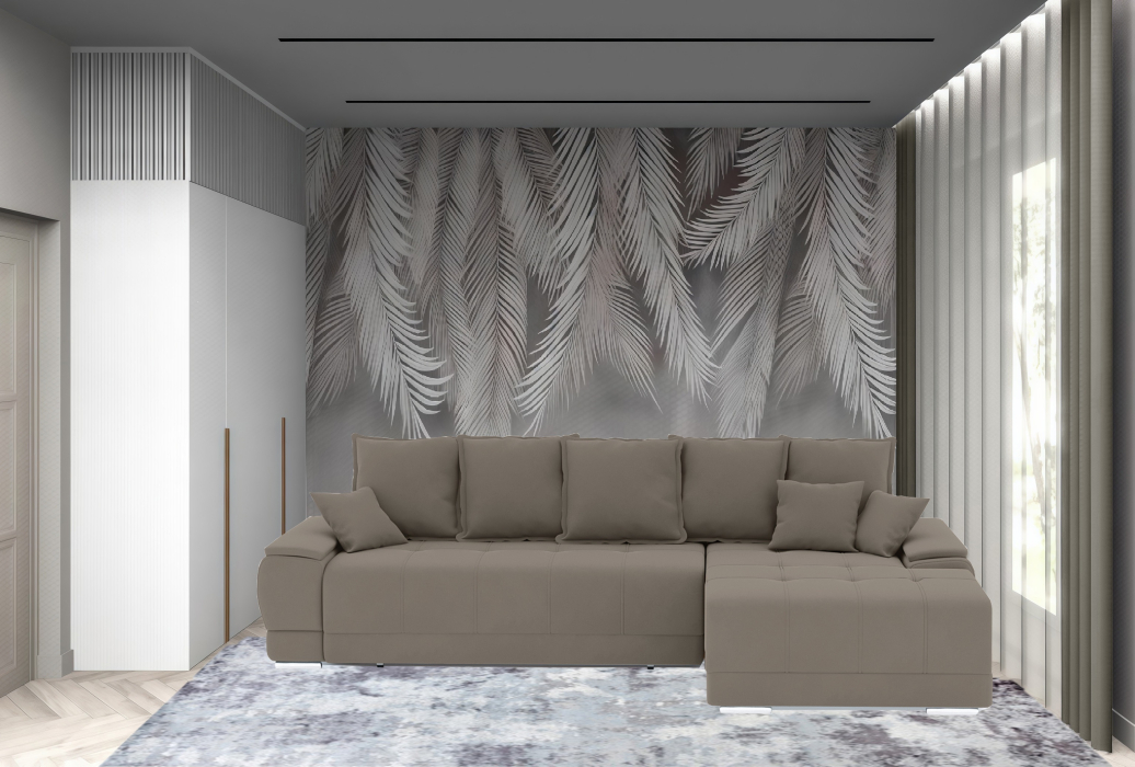 Гостиная, Диван-кровать угловой Нордвикс ПБ, велюр