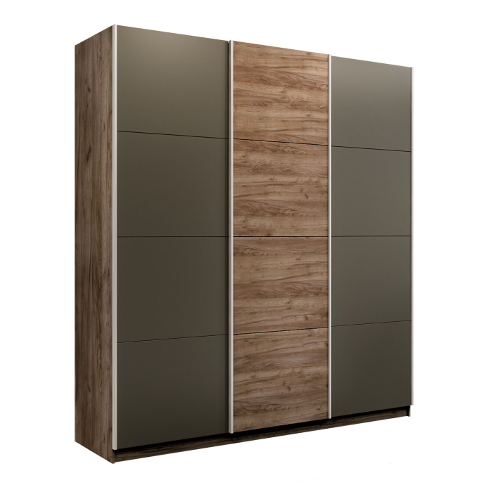 Шкафы-купе 3-х дверные, Шкаф-купе Эста 3-х дверный ДСП/Стекла хаки/Доводчик 270х66х240