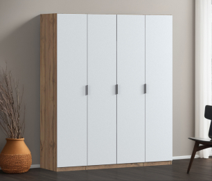 Шкаф четырехдверный Макс 2000 мм, вариант №3 (ЛДСП, корпус дуб вотан)