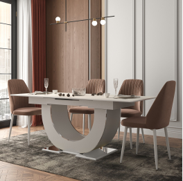 Стол Монако, столешница керамогранит (1600/2000х900х820) серебро