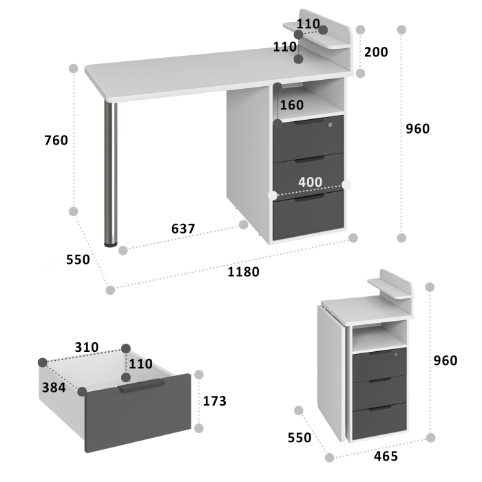 Прямые, Стол письменный С-405