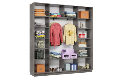 Шкаф-купе Премьер 33 (11ЗГ;11ЗГ;11ЗГ) фасады зеркало графит/трёхдверный/Профиль чёрный муар