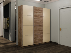 Шкафы-купе 3-х дверные, Шкаф-купе Прайм Широкий 3-х дверный Стекла фисташка/ДСП/Доводчики 240х57х230