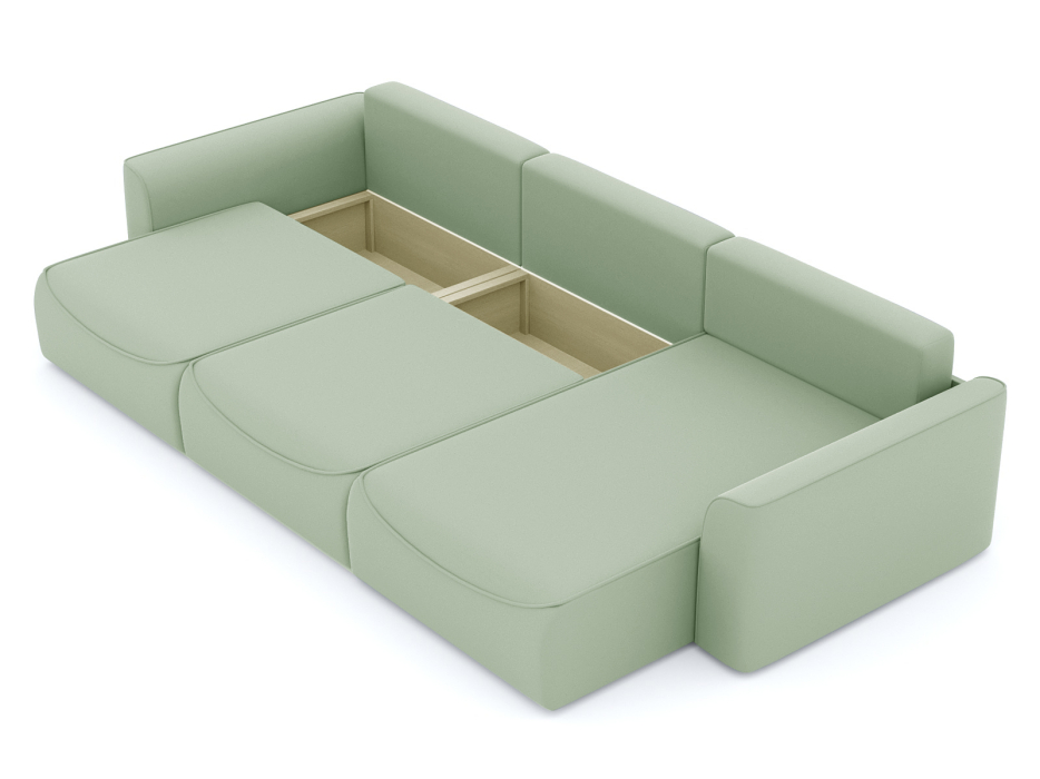 Диваны угловые в гостиную, Диван-кровать угловой Рафаэль 3 секции еврокнижка НПБ, велюр