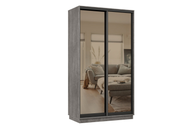 Шкаф-купе Премьер МИНИ 01 (01ЗБ;01ЗБ) фасады зеркало бронза/двухдверный/Профиль чёрный муар