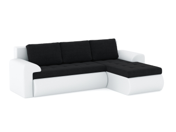 Диван-кровать угловой Кормак с подлокотниками, рогожка +кож. зам.