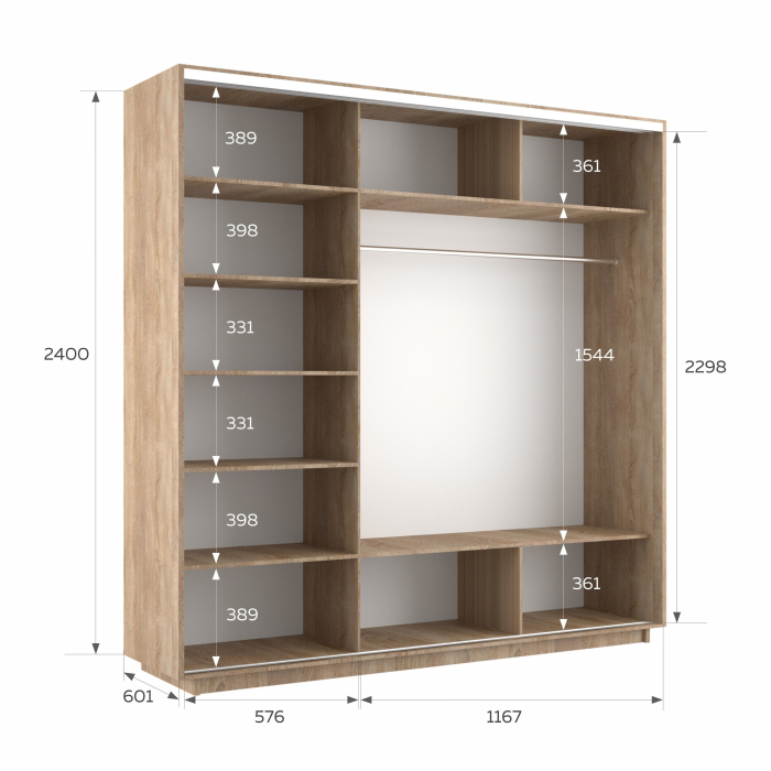 Шкафы-купе 3-х дверные, Шкаф-купе Экспресс 3-х дверный Фотопечать Ленты Стекла 180х60х240