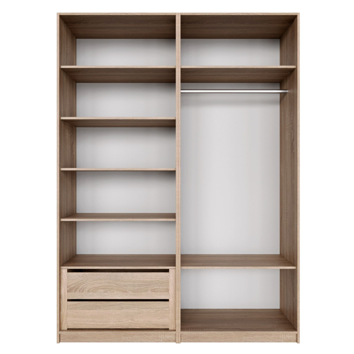 Шкафы распашные, Распашной шкаф Локер 800+800 (Гармошка с системой Push to Move/Правый) с полками и ящиками слева