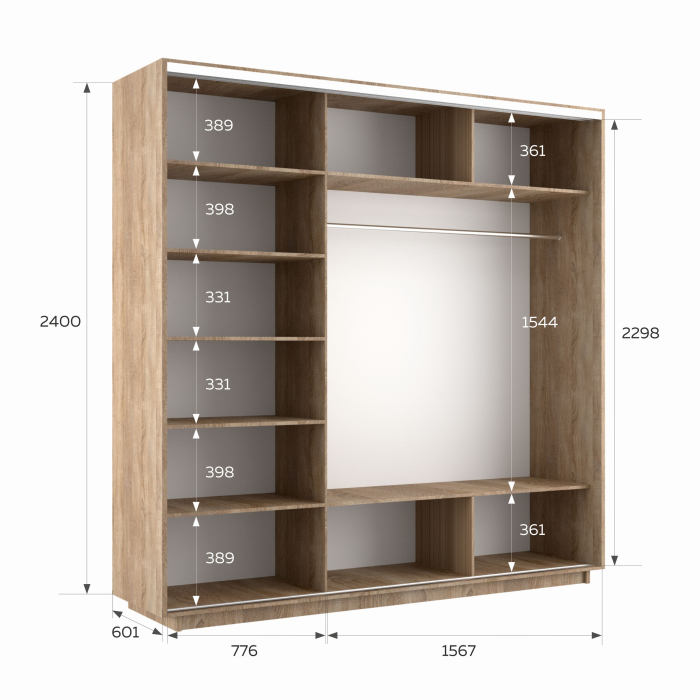 Шкафы-купе 3-х дверные, Шкаф-купе Экспресс 3-х дверный Фотопечать Квадрат Стекла 240х60х240
