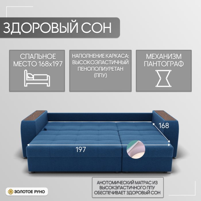 Диваны с ящиком для белья, Прямой диван Сенатор-1 ППУ, велюр