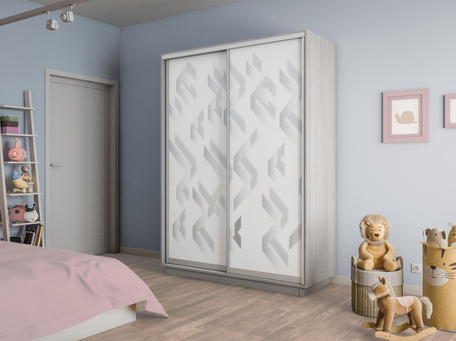 Шкафы-купе 2-х дверные, Шкаф-купе Экспресс 2-х дверный Фотопечать Ленты Стекла 160х45х220