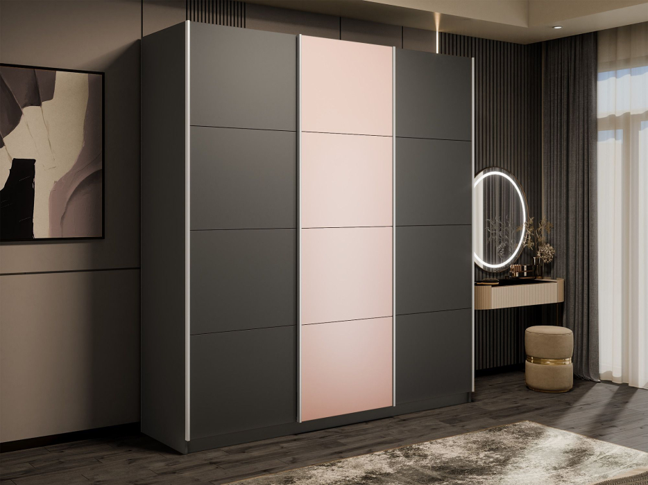 Шкафы-купе 3-х дверные, Шкаф-купе Эста 3-х дверный ДСП/Стекла пудра/Доводчик 270х66х240