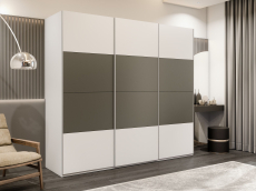 Шкафы-купе 3-х дверные, Шкаф-купе Эста 3-х дверный ДСП/Стекла хаки/Доводчик 270х66х240