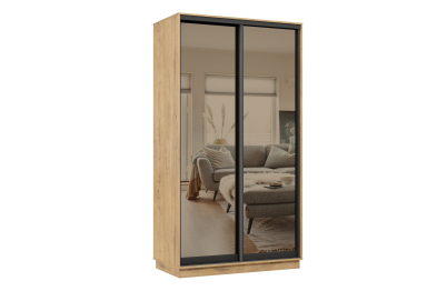 Шкаф-купе Премьер 10 (01ЗБ;01ЗБ) фасады зеркало бронза/двухдверный/Профиль чёрный муар