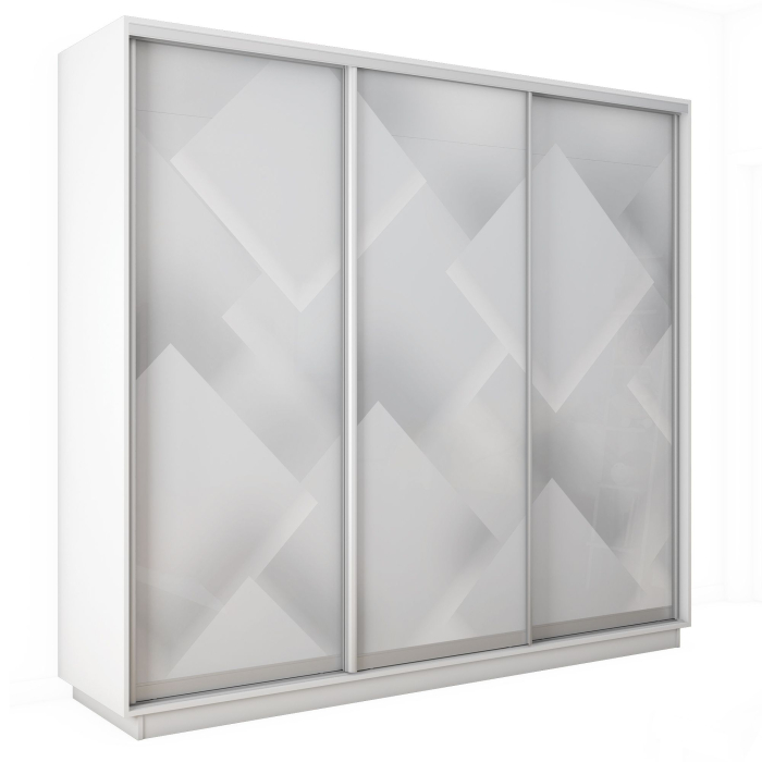 Шкафы-купе 3-х дверные, Шкаф-купе Экспресс 3-х дверный Фотопечать Квадрат Стекла 180х45х240