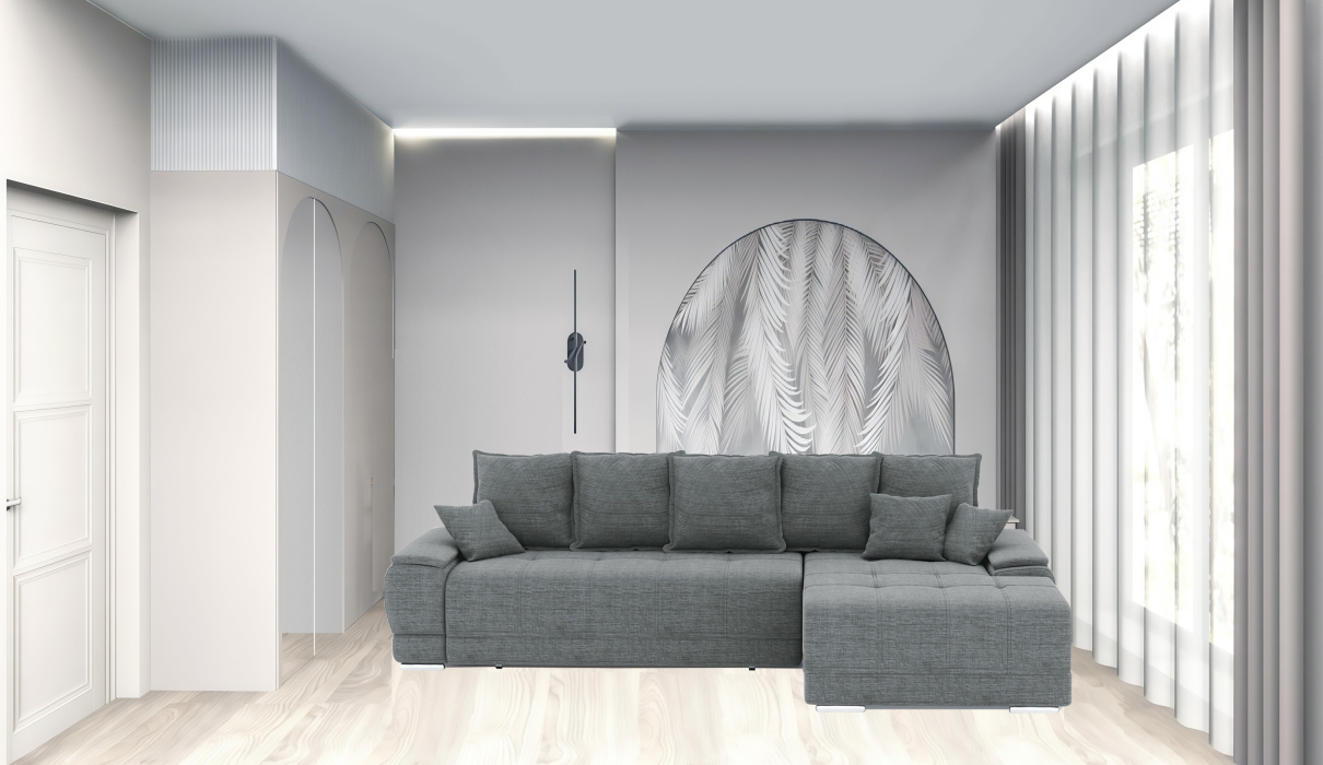 Диваны угловые в гостиную, Диван-кровать угловой Нордвикс ПБ, рогожка