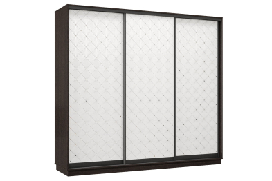 Шкаф-купе Премьер 58 (01РБ;01РБ;01РБ) фасады ромб белый/трёхдверный/Профиль чёрный муар