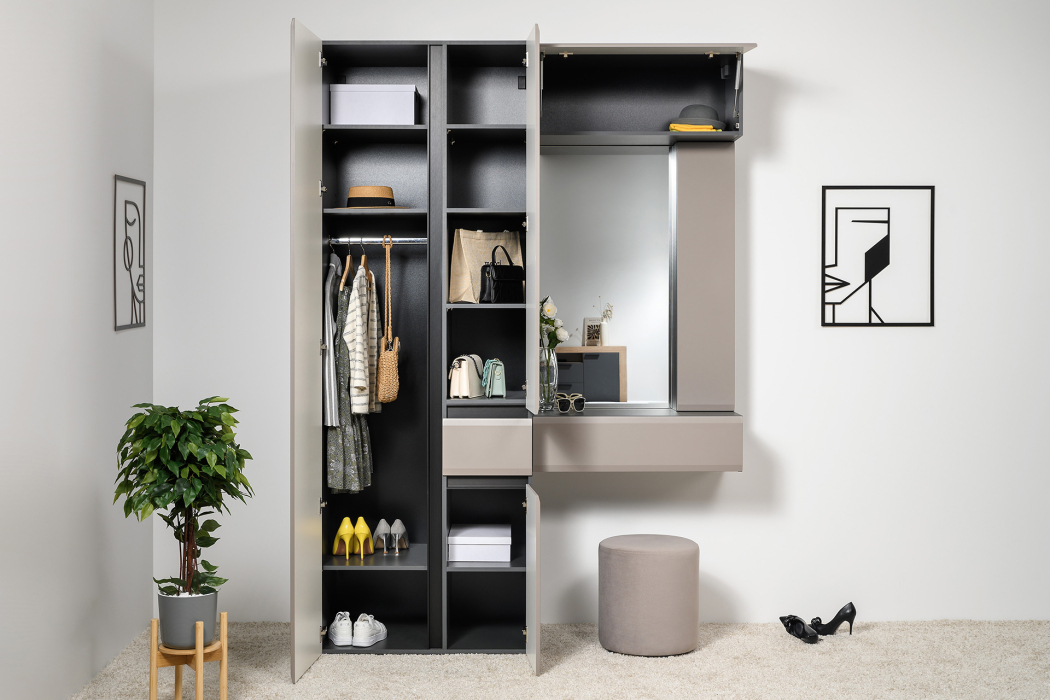 Шкафы распашные, Шкаф навесной Сидней 16.314.02, антрацит, веллюто капучино