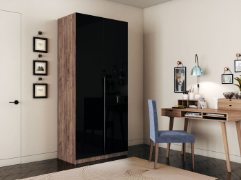 Шкаф распашной Е1 Локер 101x52.5x220 см, с черным стеклом