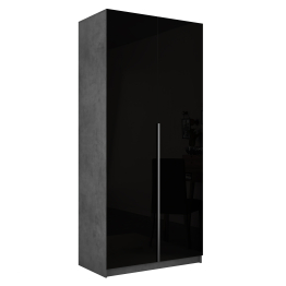 Шкаф распашной Е1 Локер 101x52.5x220 см, с черным стеклом и модулем