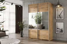 Шкафы-купе 2-х дверные, Шкаф-купе Smart 1224 2х дверный (фасады ЛДСП/зеркало) профиль серебро