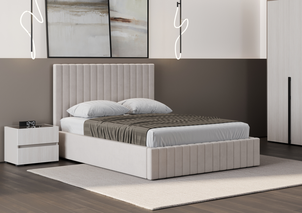 Мягкая кровать, Кровать односпальная Болонья велюр с ПМ 90х200 см