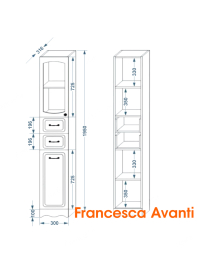 Пенал Francesca Avanti Империя 30, с подсветкой, левый