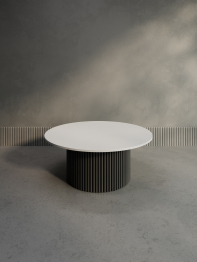 Стол круглый журнальный с черным металлическим подстольем GENGLASS TRUBIS Wood 100