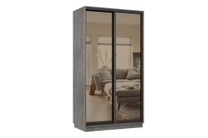 Шкафы-купе 2-х дверные, Шкаф-купе Премьер 09 (01ЗБ;01ЗБ) фасады зеркало бронза/двухдверный/Профиль чёрный муар